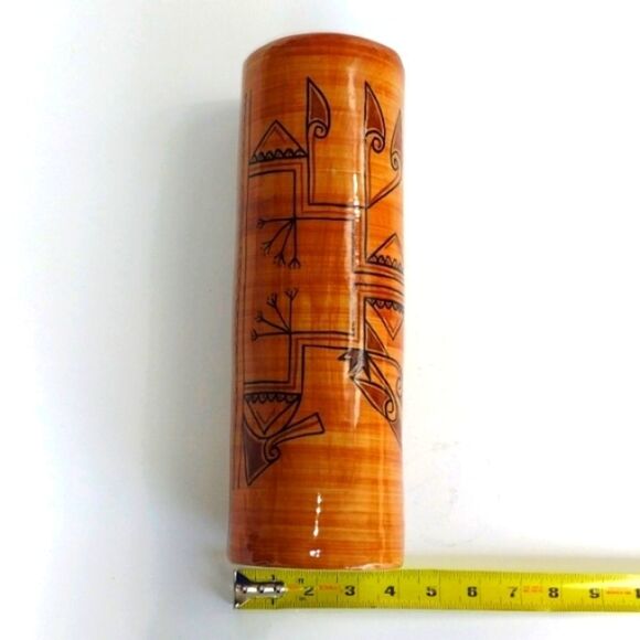 Aarong Bangladesh Tall Ceramic Flower Vase Folk Art Decoration Bohemian - Picture 7 of 7